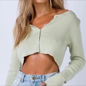Princess Polly Michael Sage Green Cardigan